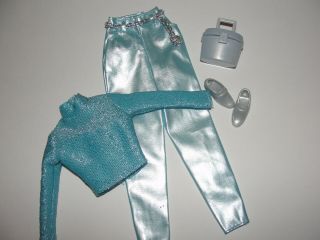 Barbie Fashion Avenue Boutique Aqua Blue Satin Pants & Top 16953