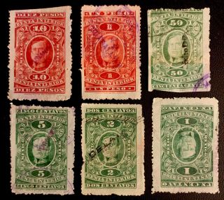 H5/3 Mexico Revenue 1891 - 1892 Short Set Of 6 1c - 10 Pesos Coll
