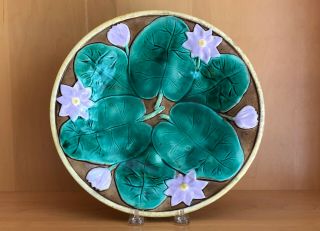 Antique Holdcroft Majolica Pond Lily 11” Tray Platter Plate Water Lilies