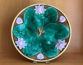 Antique Holdcroft Majolica Pond Lily 11” Tray Platter Plate Water Lilies 2
