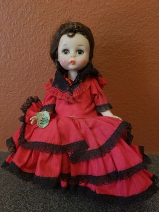 Madame Alexander 8 " Spanish Doll Sleep Eyes Red / Black Dress York Usa