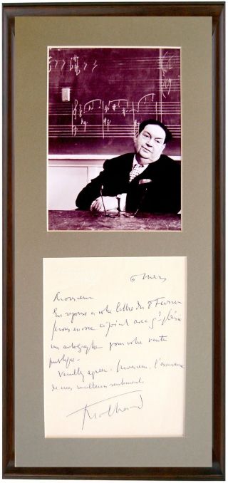 Jewish Composer Darius Milhaud Hand Signed Autograph Letter,  Photo,  Mat - Als
