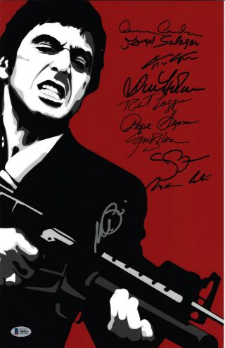 Scarface Cast Autographed 11x17 Movie Poster Photo Al Pacino - Beckett Bas 6