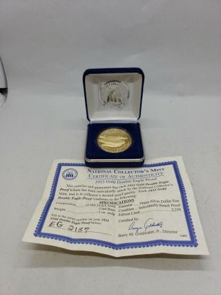 1933 Double Eagle $20 24k Gold Plated Proof - National Collector 