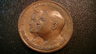 1936 Texas Centennial Heads You Win Tails You Lose Lucky Coin Token Roosevelt