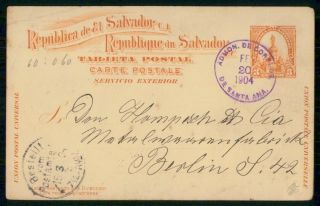 Mayfairstamps El Salvador 1904 De Santa Ana To Berlin Stationery Card Wwg10589