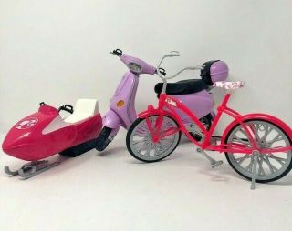 Barbie Doll Ride On Toys Purple Scooter Pink Bicycle Pink Snow Mobile