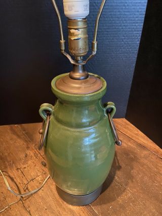 Arts And Crafts Pottery Matte Green Lamp 2