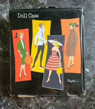 Vintage 1961 Mattel Barbie Ponytail Black Vinyl Accessories Carrying Case