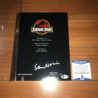 Sam Neill Signed Jurassic Park Full 144 Page Movie Script W/ Beckett Bas