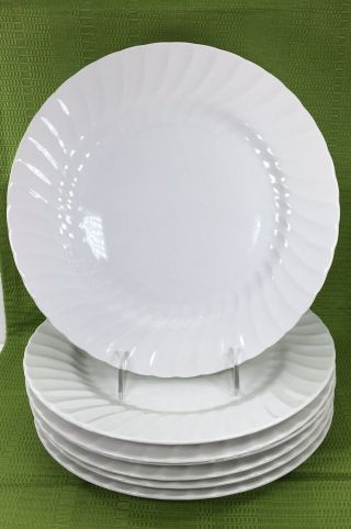 7 Johnson Brothers Regency White Swirl 10 1/2 " Large Dinner Plates - England