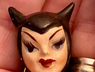Vintage Cat Lady Head She Devil Enesco Devil Head Ballerina