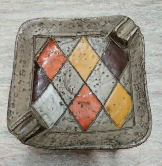 Vintage Mcm Aldo Londi Bitossi Raymor Harlequin Diamond Pottery Ashtray