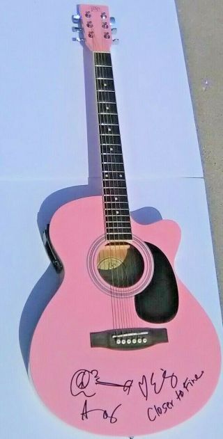 Indigo Girls Band Signed Pink Acoustic Guitar Closer To Fine Proof