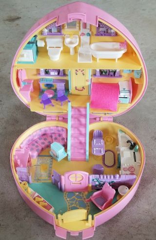 1992 Lucy Locket Polly Pocket Pink Heart dollhouse Dream House Bluebird Case 3