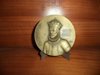 Portuguese King D.  Filipe I - The Prudent - Antique Bronze Medal