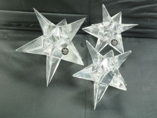 Vintage Set of 3 Rosenthal Bleikristall Crystal Star Candle Holders 1 large 2 M 2