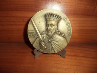 Portuguese King D.  Diniz - The Farmer; The Poet - Antique Bronze Medal