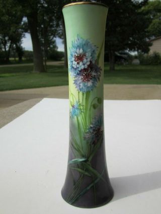 Lovely Old Vienna Austria Hand Decorated Porcelain 10 " Tall Vase