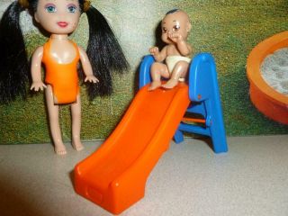 Barbie Baby Doll Size Little Tikes Diorama Miniature Slide,  2 " Tall Baby Doll