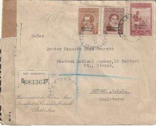 1942 Argentina Censored Cover Sent From Buenos Aires University To London