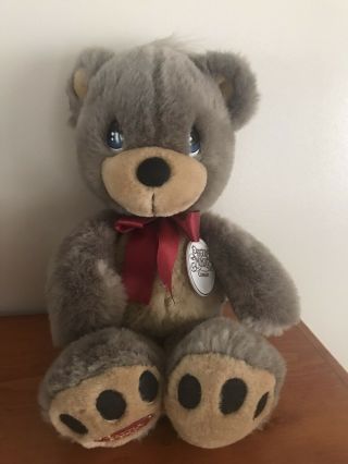 Precious Moments Plush Brown Bear Charlie 15 Inch Number 1742 Red Bow 3