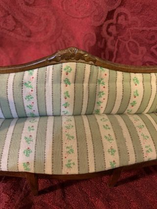 Dollhouse Sofa & 2 Chair Set Couch And 2 Chairs Wood And Fabric Sage Green White 2