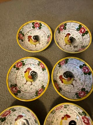 (6) - Vintage Py Rooster And Roses Bowls