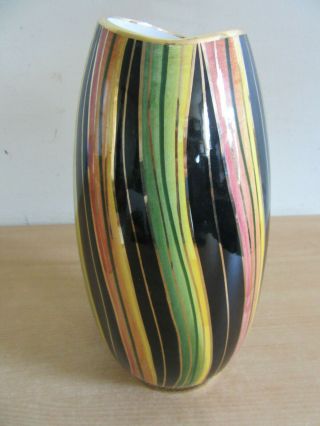 Vintage Mid Century Pottery Vase H.  Bequet Quaregnon,  491,  Belgium Signed 12 "