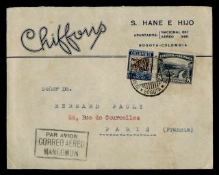 Dr Who 1933 Colombia Bogota Airmail To France Advertising F32422