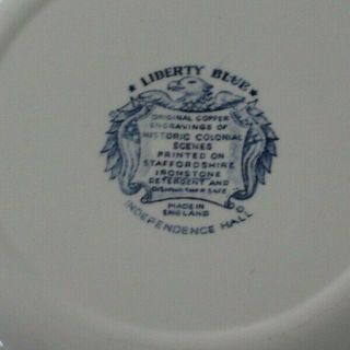 8 Staffordshire England Liberty Blue Dinner Plates Independence Hall 3