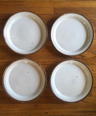 Vintage Set Of Four (4) Dansk Brown Mist 10” Dinner Plates Niels Refsgaard