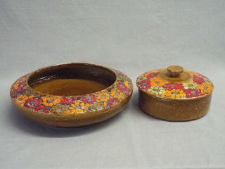 Vintage Rosenthal Netter Italy Pottery Bowl Covered Dish Set Mid Century Bitossi