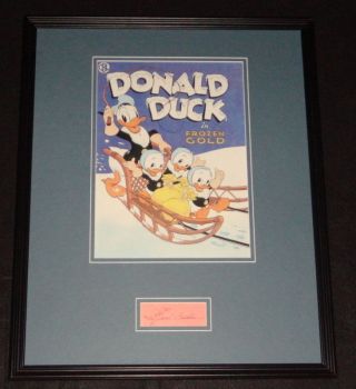 Carl Barks Signed Framed 16x20 Donald Duck Sketch & 1985 Poster Display Jsa