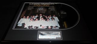 Luciano Pavarotti Signed Framed 1976 O Holy Night Record Album Display Jsa