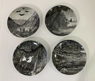 Gourmet By Fitz And Floyd Halloween Hollow Snack Plates Set Of 4