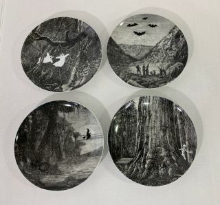 Gourmet by Fitz and Floyd Halloween Hollow Snack Plates Set of 4 2