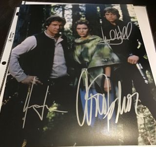 Autograph Triple Harrison Ford Carrie Fisher Mark Hamill In Forests