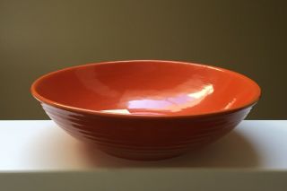Bauer Pottery Orange Ringware Low 12” Salad Bowl L.  A.  California