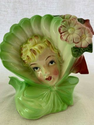 Vintage Japan Headvase/head Vase Lime Green Lady 6 "