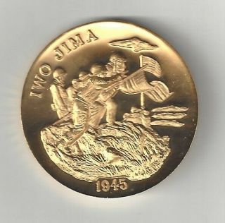 World War Ii Iwo Jima Battle Usmc U.  S.  Marine Corps 24k Gold Bronze Medal Coin