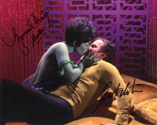 Yvonne Craig William Shatner Dual Signed 8x10 Photo Star Trek Tos Beckett Bas