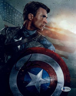 Chris Evans Signed 8x10 Photo Captain America The Avengers Beckett Bas