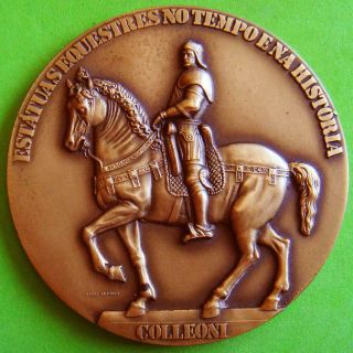 Art Equestrian Statue Of Colleoni Italian Sculptor Verrocchio Big Bronze Medal