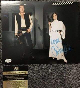 Carrie Fisher Star Wars Princess Leia Signed W Love Insc 8x10 Photo Hologram