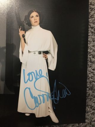 Carrie Fisher Star Wars Princess Leia Signed W Love Insc 8x10 Photo Hologram 2