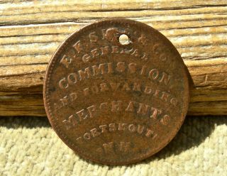 1837 Portsmouth Nh Hampshire Wise Coal Dealer Crockery Glassware Early Token