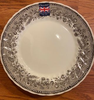 Set Of 6 Churchill Dinner Plates Made In England Black Gray