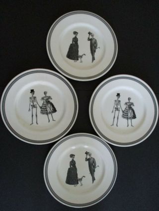 Royal Stafford Victorian English Halloween Gothic Dinner Plates Set Of 4