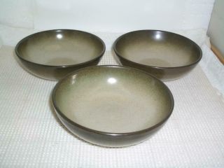 Edith Heath California Pottery Sausalito Sea & Sand Set Of 3 Fruit Bowls 5 1/2 ".